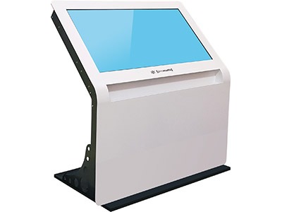 2020-Contour-Kiosk-4 Woman Using Interactive Table