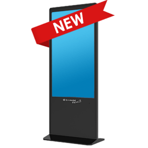 Freestanding digital signage totem with built-in webcam. Ideal for Retail, Corporate, Transport Hubs and Exhibitions.
